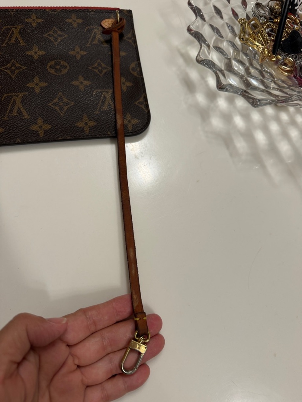 Louis Vuitton Monogram wristlet  with Red Trim and Gold Hardware - Picture 12 of 17
